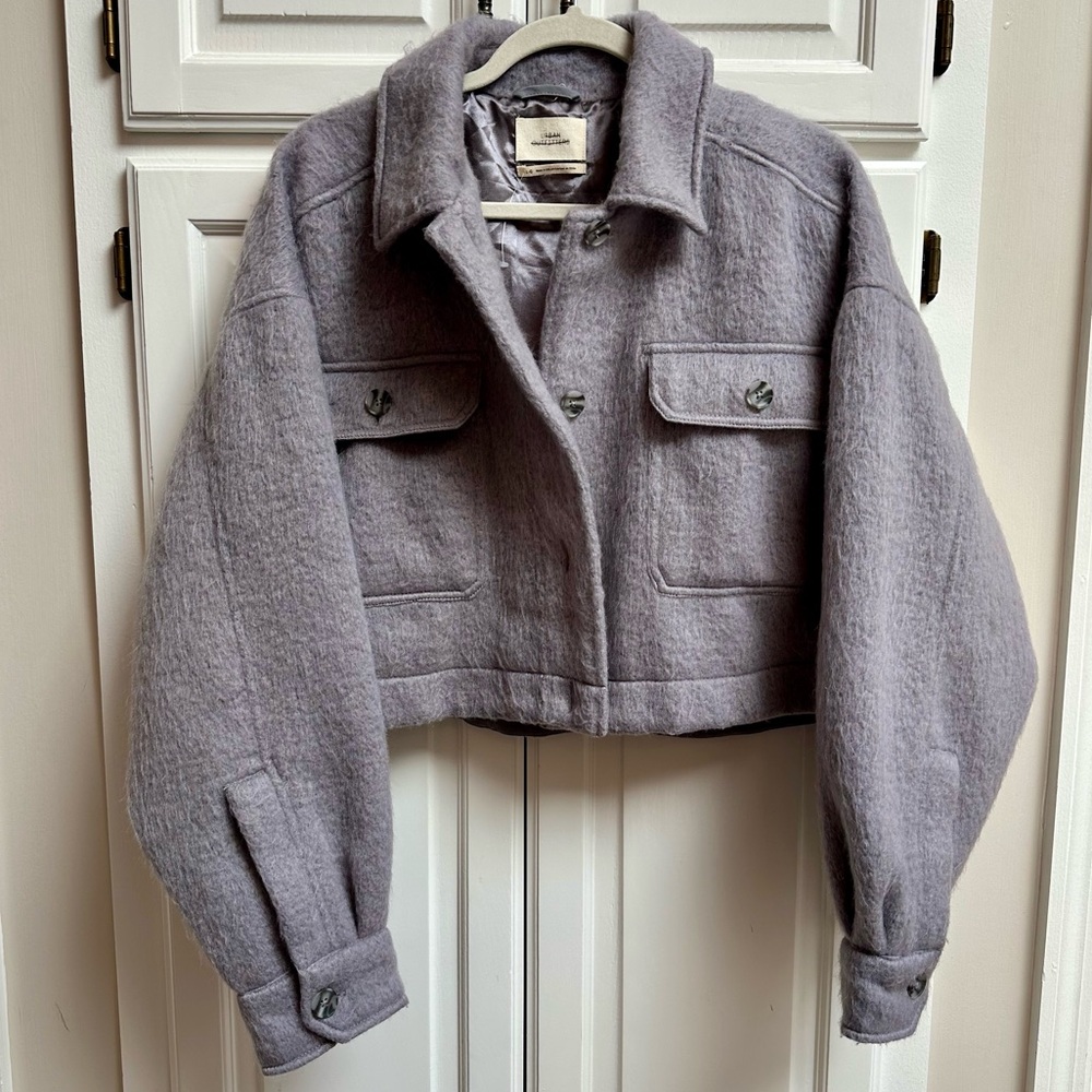 Urban Outfitters Lavender Gray Wool Blend Cropped Jacket Size Large - Picture 4 of 12